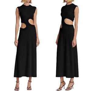 Christopher ESBER Paisley Cut Out Knit Bodycon Midi Dress Gown Size 8 Black NEW